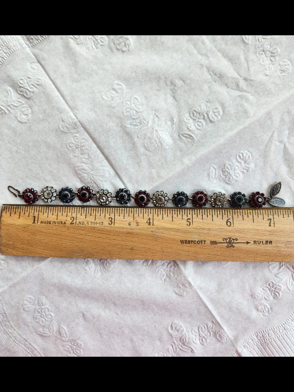 Liz Palacios Vintage Swarovski Floral Crystal Bracelet-Red, Blue & Clear Stones - Picture 4 of 6